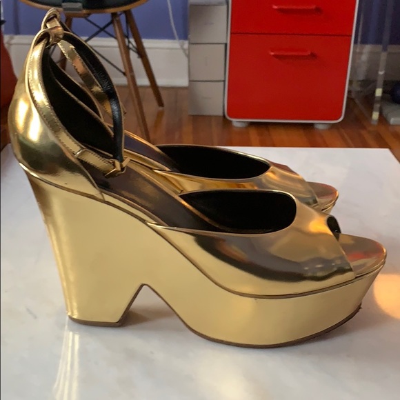 Celine Shoes Cline Gold Platform Heels Poshmark